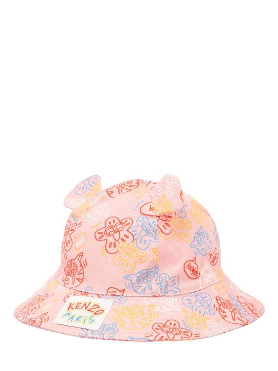 Kenzo Kids: Printed cotton bucket hat - Pink - kids-girls_1 | Luisa Via Roma