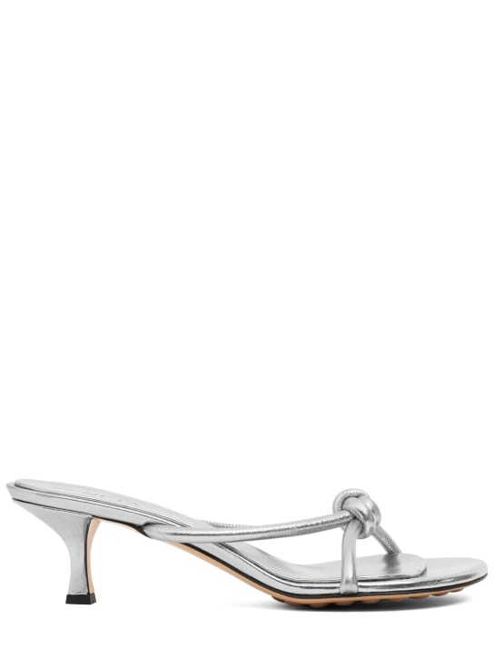 Bottega Veneta: 50毫米Blink皮革穆勒鞋 - 银色 - women_0 | Luisa Via Roma