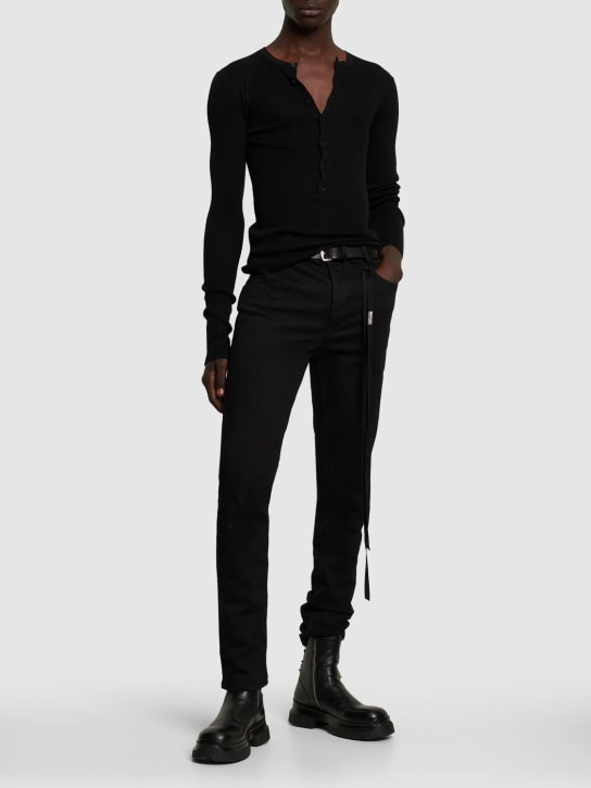 Ann Demeulemeester: Wout cotton blend skinny pants - Black - men_1 | Luisa Via Roma