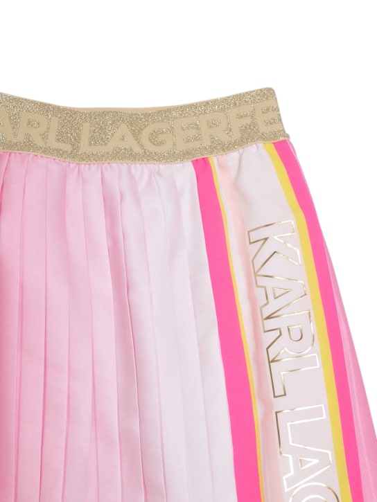 Karl Lagerfeld: Falda midi plisada con logo - Rosa/Blanco - kids-girls_1 | Luisa Via Roma