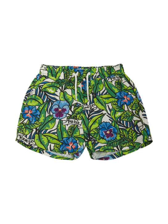 Kenzo Kids: Printed nylon swim shorts - Multicolor - kids-boys_0 | Luisa Via Roma
