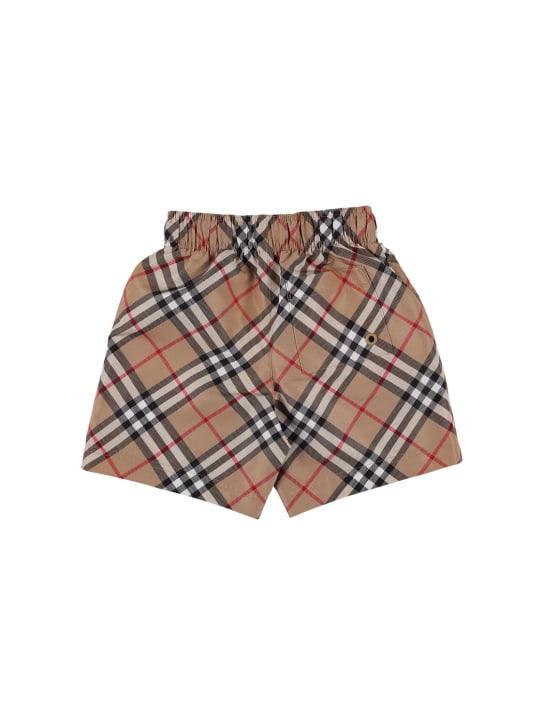 Burberry: Shorts mare in cotone con logo - Beige - kids-boys_1 | Luisa Via Roma