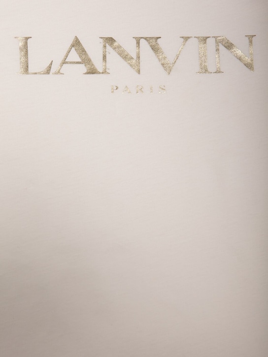 Lanvin: Logo print cotton jersey t-shirt - Pembe - kids-girls_1 | Luisa Via Roma