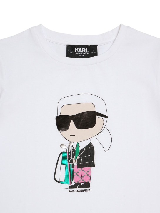 Karl Lagerfeld: Printed cotton jersey t-shirt - White - kids-girls_1 | Luisa Via Roma