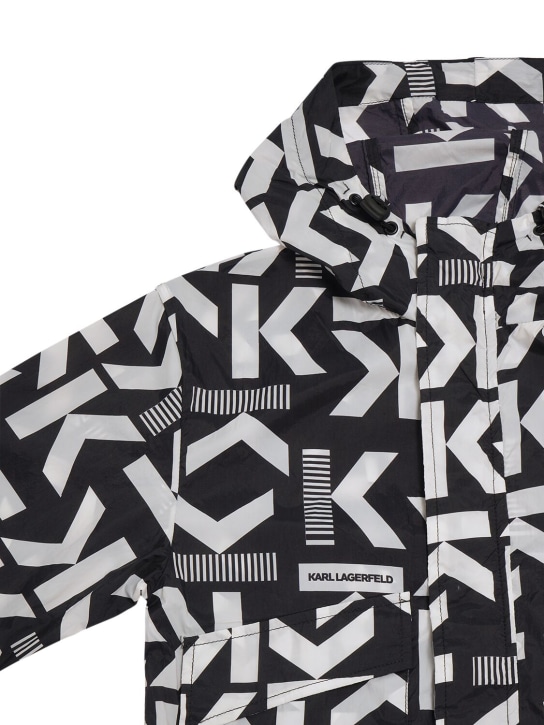 Karl Lagerfeld: Printed nylon windbreaker - Siyah/Beyaz - kids-boys_1 | Luisa Via Roma