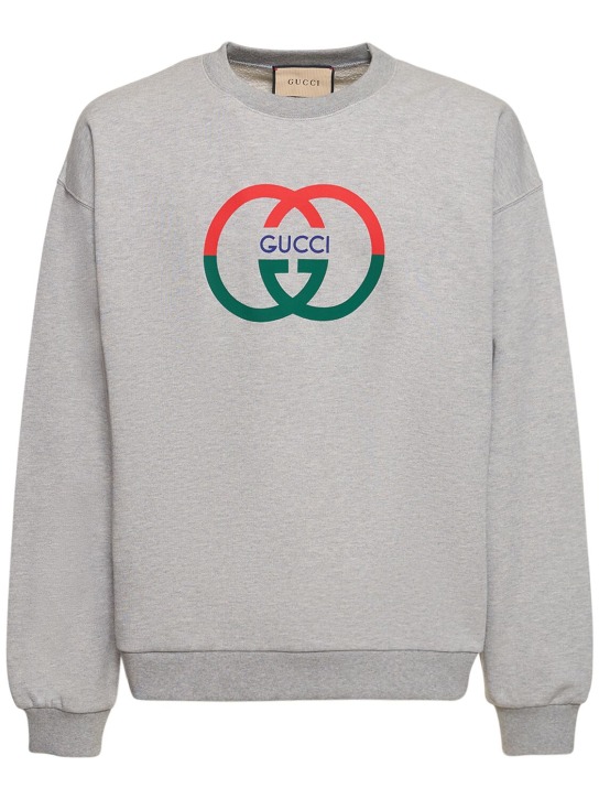 Gucci: Light felted cotton sweatshirt - Grey - men_0 | Luisa Via Roma