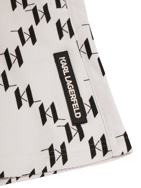 Karl Lagerfeld: 棉质斜纹短裤 - 白色/黑色 - kids-boys_1 | Luisa Via Roma
