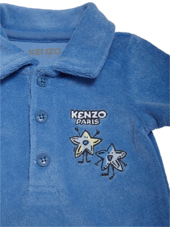 Kenzo Kids: 混棉毛巾布连体衣 - 蓝色 - kids-boys_1 | Luisa Via Roma