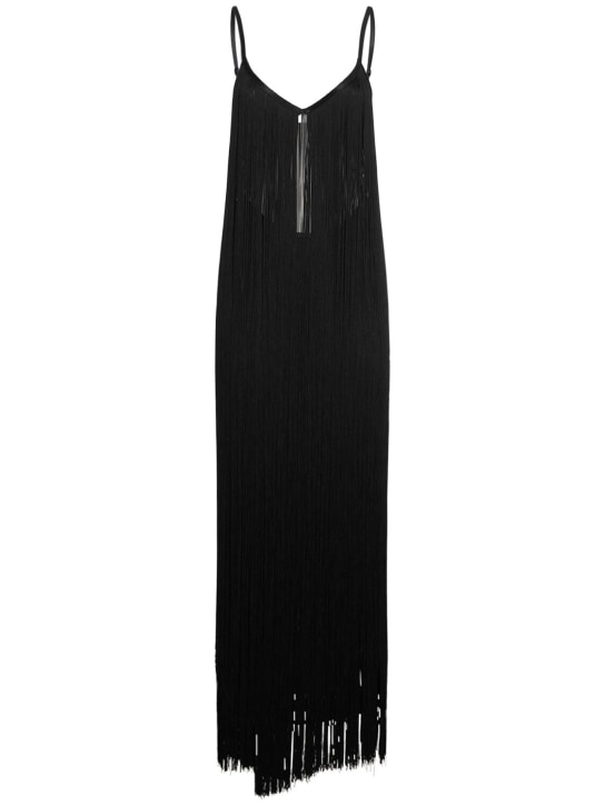 Alexander Wang: Fringed mesh maxi dress - Black - women_0 | Luisa Via Roma