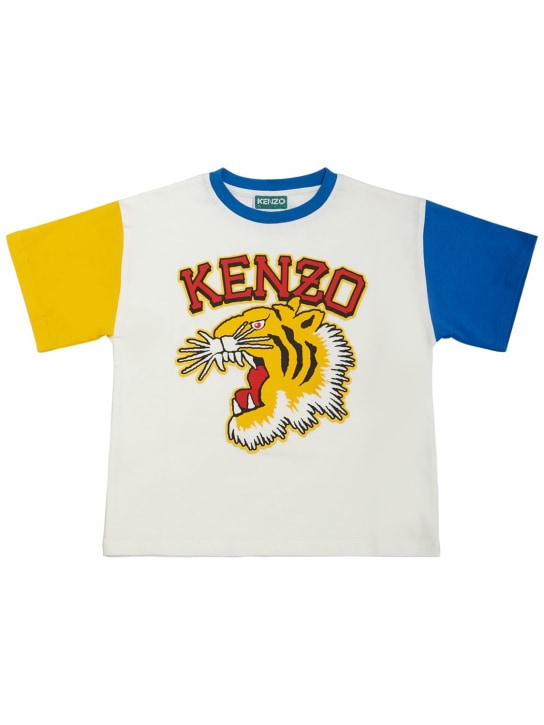 Kenzo Kids: 棉质平纹针织T恤 - 白色 - kids-boys_0 | Luisa Via Roma