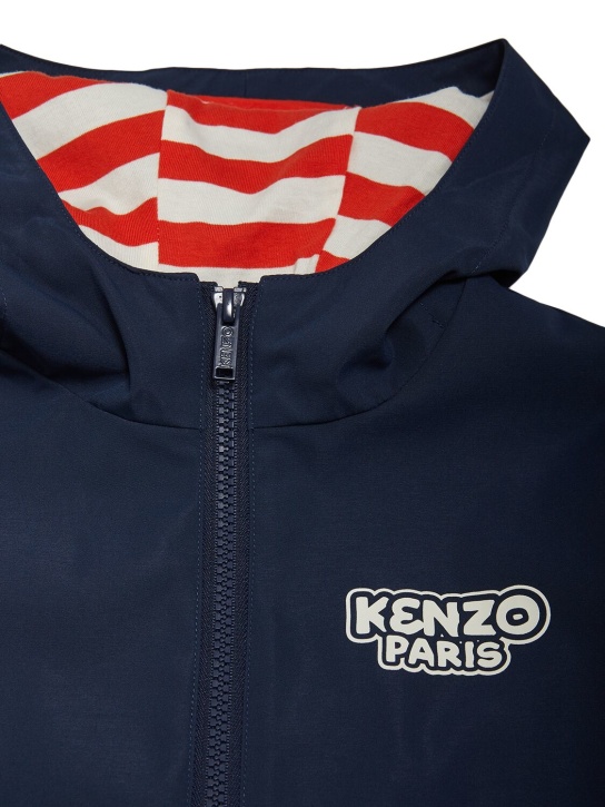 Kenzo Kids: Nylon raincoat w/hood - Navy - kids-girls_1 | Luisa Via Roma