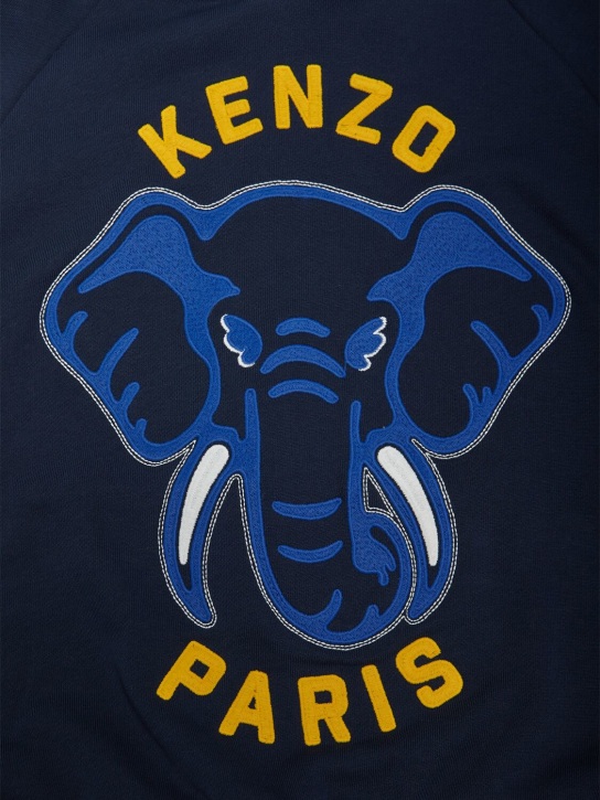 Kenzo Kids: Sweat-shirt en coton à capuche - Bleu Foncé - kids-boys_1 | Luisa Via Roma