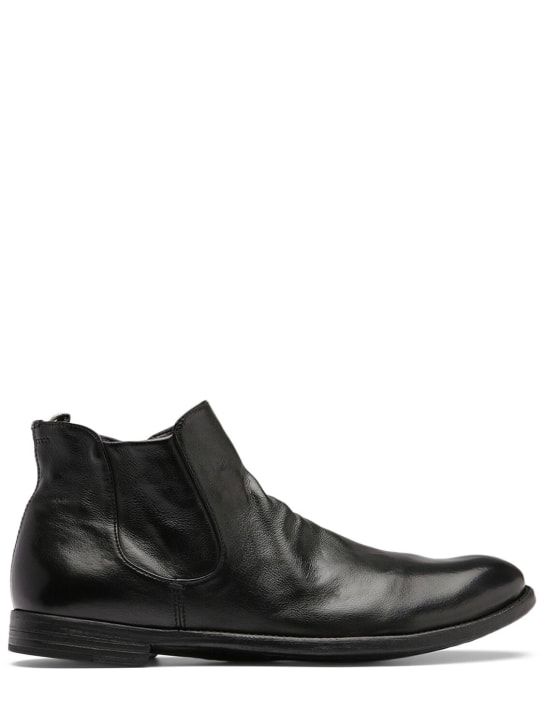 Officine Creative: Ingnis leather ankle boots - Siyah - men_0 | Luisa Via Roma