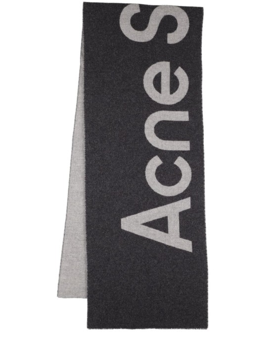 Acne Studios: Acne logo wool scarf - men_0 | Luisa Via Roma