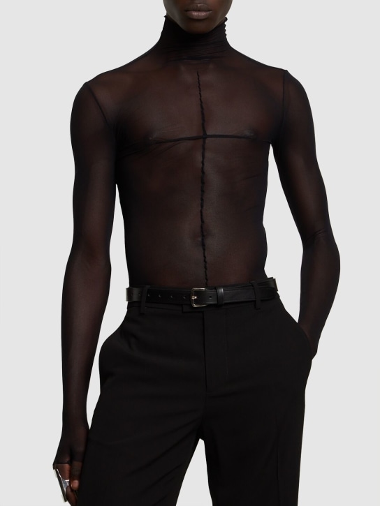 Ann Demeulemeester: Bent leather belt - Black - men_1 | Luisa Via Roma