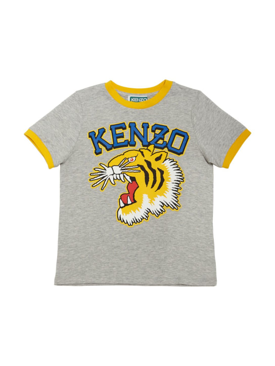Kenzo Kids: 棉质平纹针织T恤 - 灰色 - kids-boys_0 | Luisa Via Roma