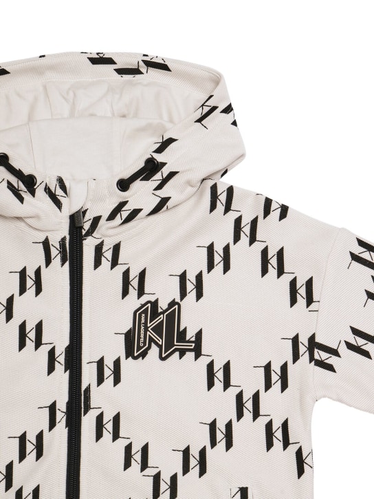 Karl Lagerfeld: Sweat-shirt en jersey de coton à capuche - Beige/Noir - kids-boys_1 | Luisa Via Roma
