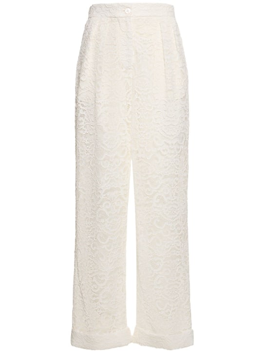 Interior: The Gertrude cotton blend lace pants - Ivory - women_0 | Luisa Via Roma