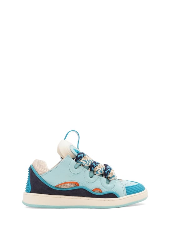Lanvin: Leather lace-up sneakers - Blue - kids-girls_0 | Luisa Via Roma