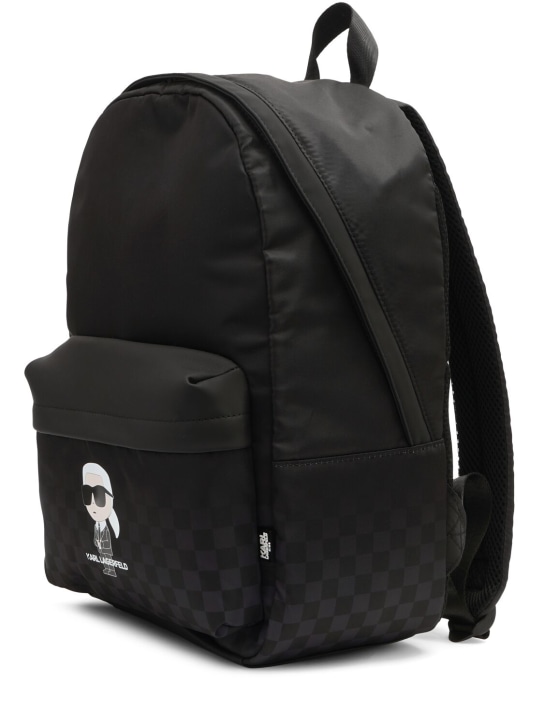 Karl Lagerfeld: Printed twill backpack - Black - kids-boys_1 | Luisa Via Roma