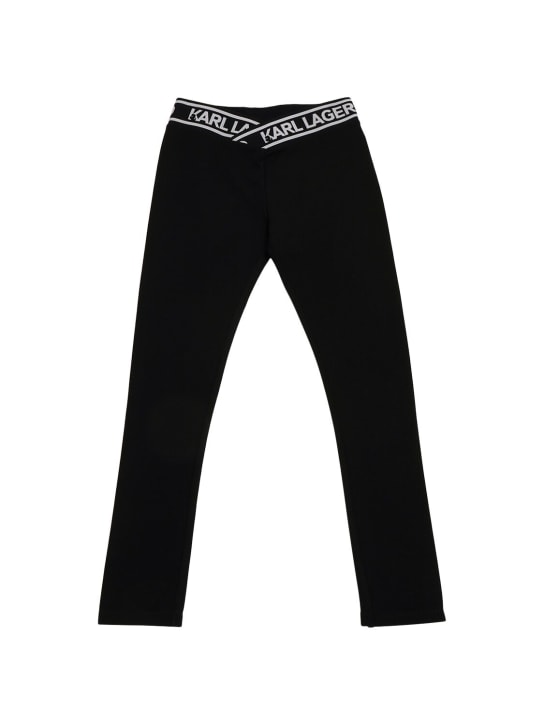 Karl Lagerfeld: Viscose blend leggings - Siyah - kids-girls_0 | Luisa Via Roma