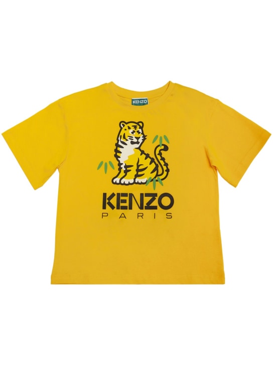 Kenzo Kids: 有机棉平纹针织T恤 - 黄色 - kids-boys_0 | Luisa Via Roma