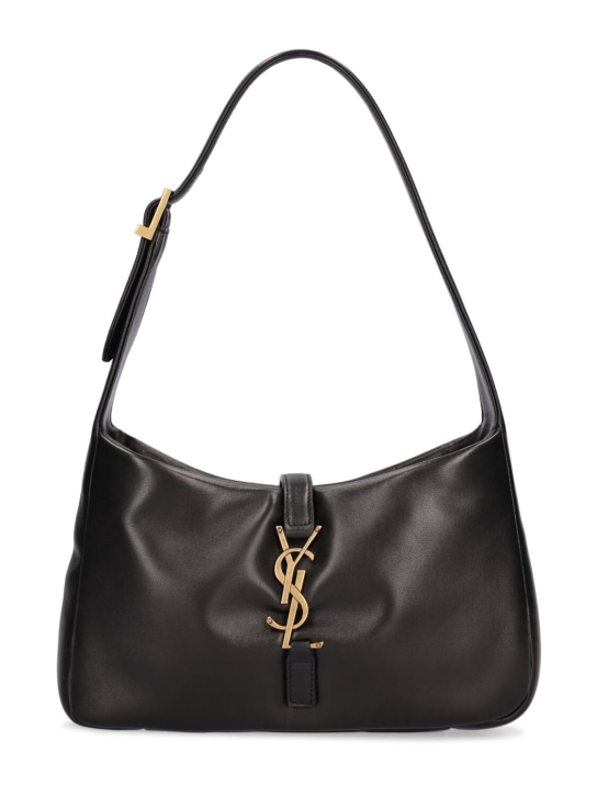 Saint Laurent: Le 5 à 7 padded leather shoulder bag - Black - women_0 | Luisa Via Roma