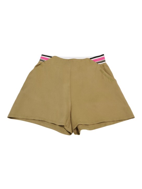 Karl Lagerfeld: Cotton gabardine Bermuda shorts - Haki - kids-girls_0 | Luisa Via Roma