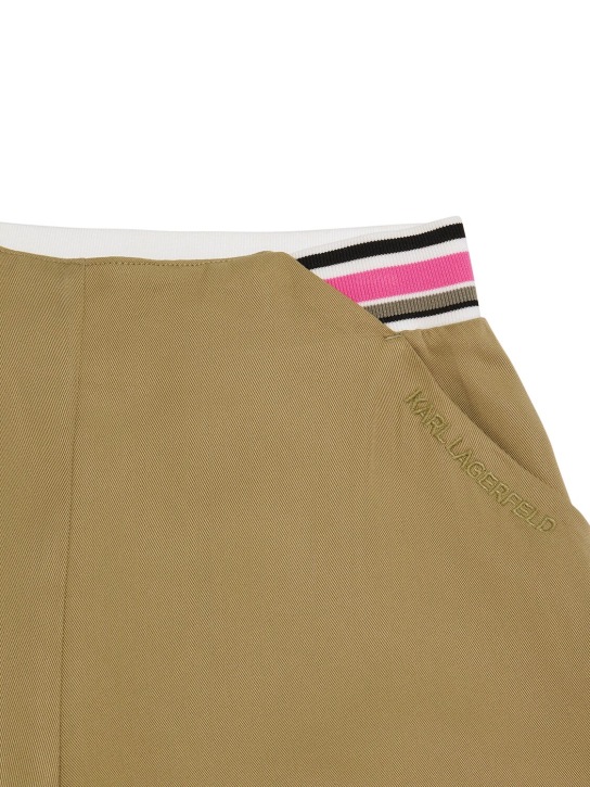 Karl Lagerfeld: Cotton gabardine Bermuda shorts - Khaki - kids-girls_1 | Luisa Via Roma