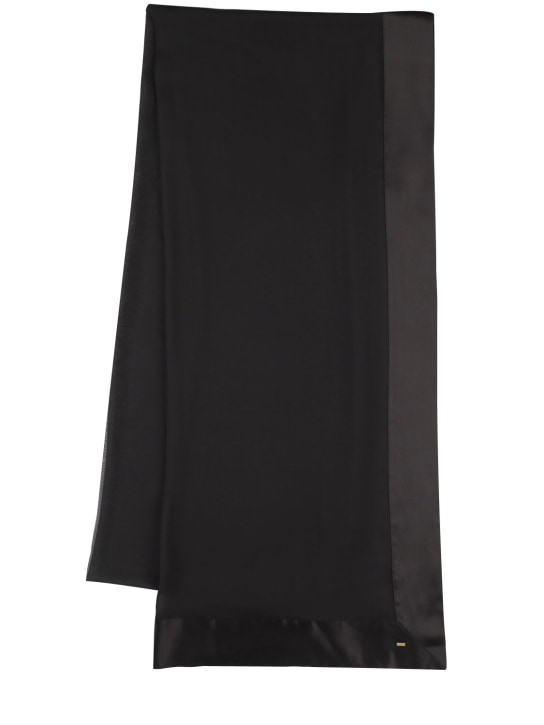 Saint Laurent: Extra long translucent silk scarf - Black - women_0 | Luisa Via Roma