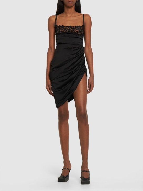 Jacquemus: La Saudade Brodée lace & satin dress - Black - women_1 | Luisa Via Roma