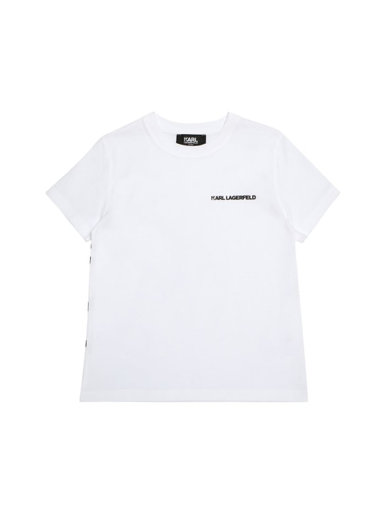 Karl Lagerfeld: 棉质平纹针织T恤 - 白色 - kids-boys_0 | Luisa Via Roma