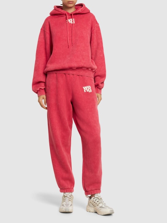 Alexander Wang: Essential terry cotton hoodie w/ logo - Red - women_1 | Luisa Via Roma