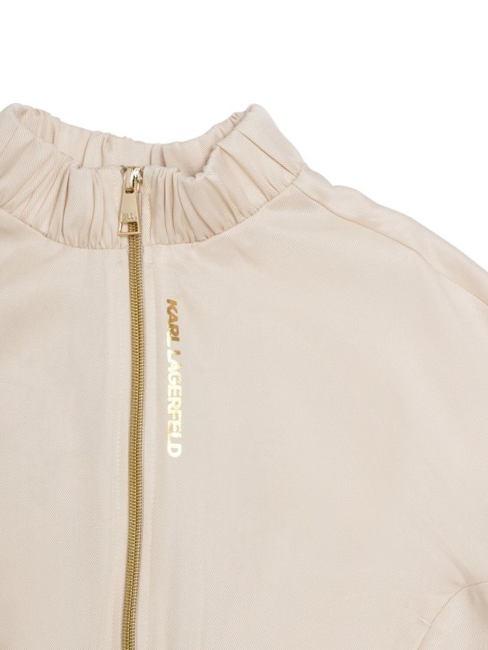 Karl Lagerfeld: Embellished cotton varsity jacket - Bej - kids-girls_1 | Luisa Via Roma