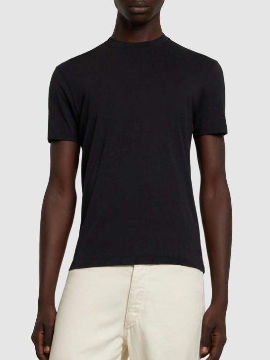 Tom Ford: Cotton blend crewneck t-shirt - Black - men_2 | Luisa Via Roma