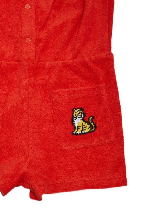 Kenzo Kids: Cotton terry jumpsuit - Red - kids-girls_1 | Luisa Via Roma