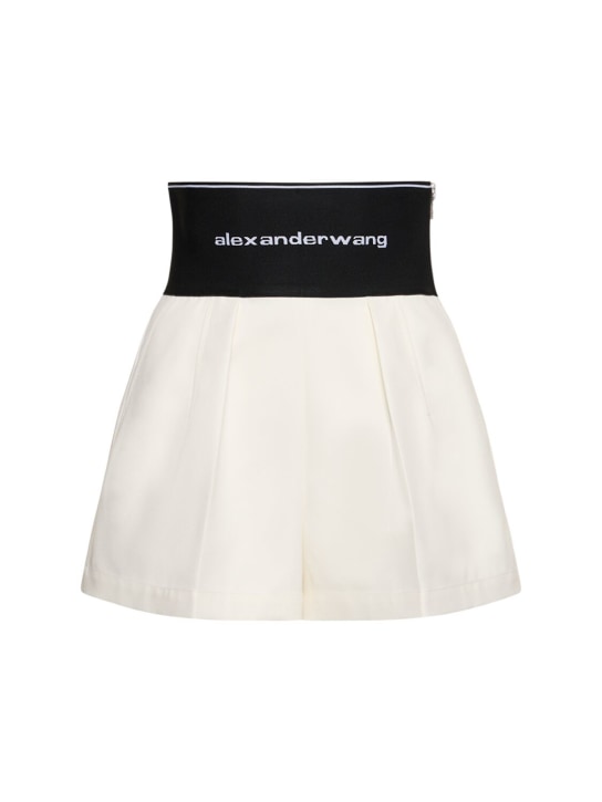 Alexander Wang: Shorts in cotone con logo - Bianco - women_0 | Luisa Via Roma