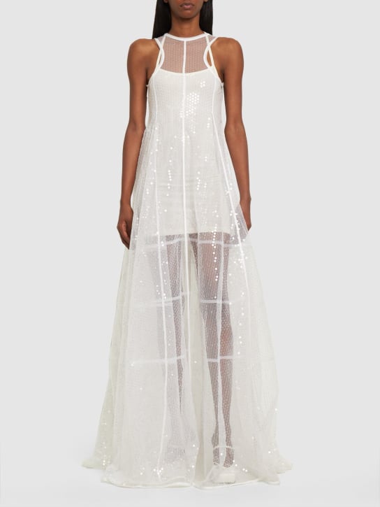 Jacquemus: La Robe Dentelle lace long dress - Beyaz - women_1 | Luisa Via Roma