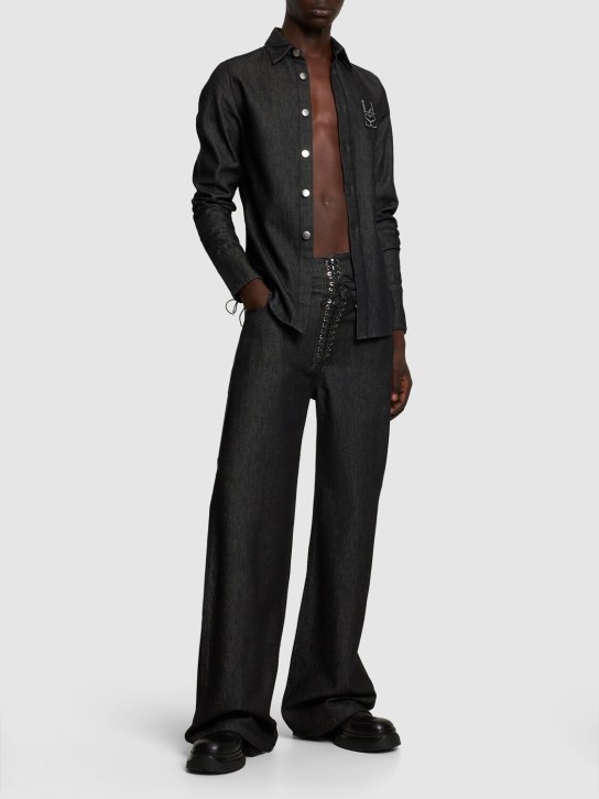 Ludovic de Saint Sernin: スリムフィットデニムシャツ - アントラシート - men_1 | Luisa Via Roma