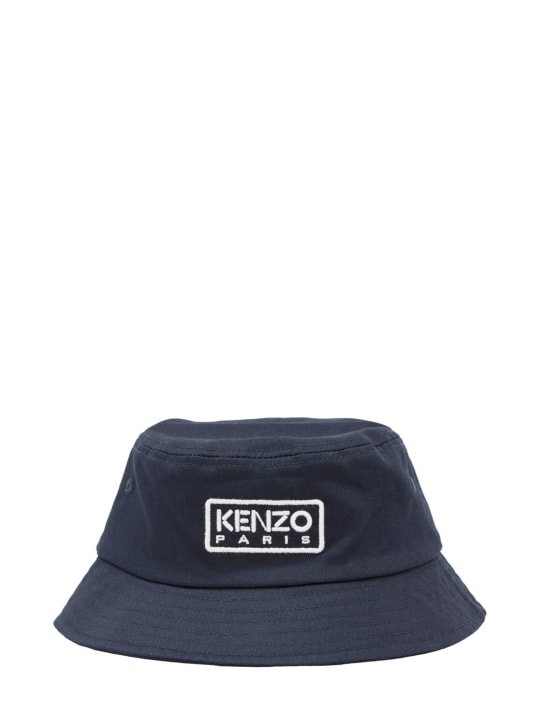 Kenzo Kids: 棉质斜纹渔夫帽 - 海军蓝 - kids-boys_0 | Luisa Via Roma