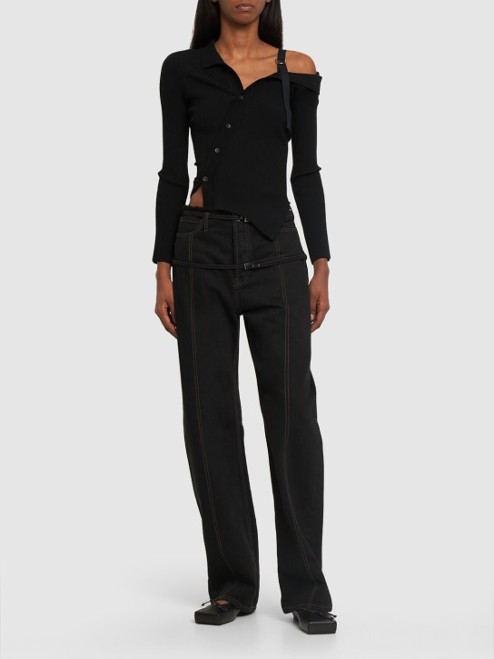 Jacquemus: Le Haut de Nimes Caraco wide jeans - Black - women_1 | Luisa Via Roma