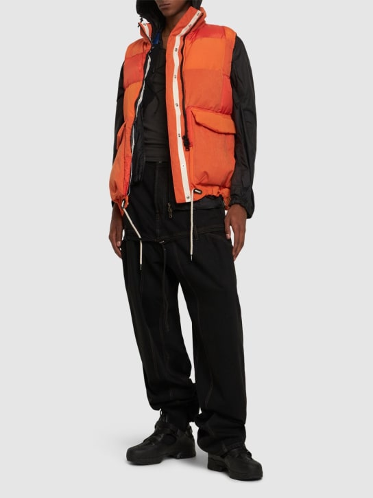 Sacai: Tech blend & leather vest - Orange - men_1 | Luisa Via Roma