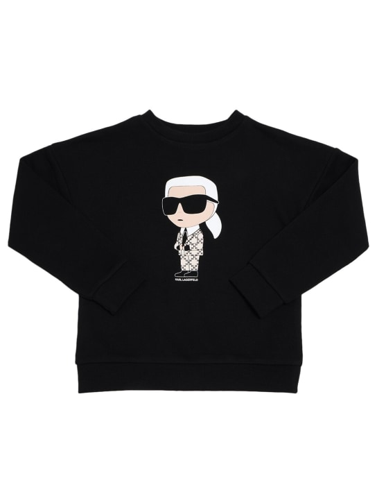 Karl Lagerfeld: Cotton blend crewneck sweatshirt - Black - kids-girls_0 | Luisa Via Roma