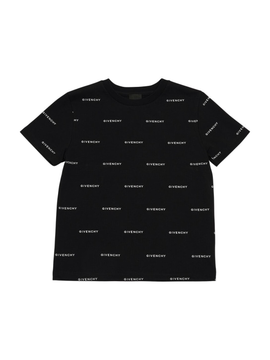 Givenchy: T-shirt en jersey de coton - Noir - kids-boys_1 | Luisa Via Roma