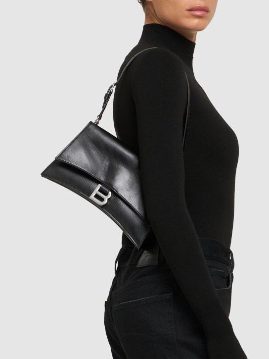 Balenciaga: Small Crush Sling leather shoulder bag - Black - women_1 | Luisa Via Roma