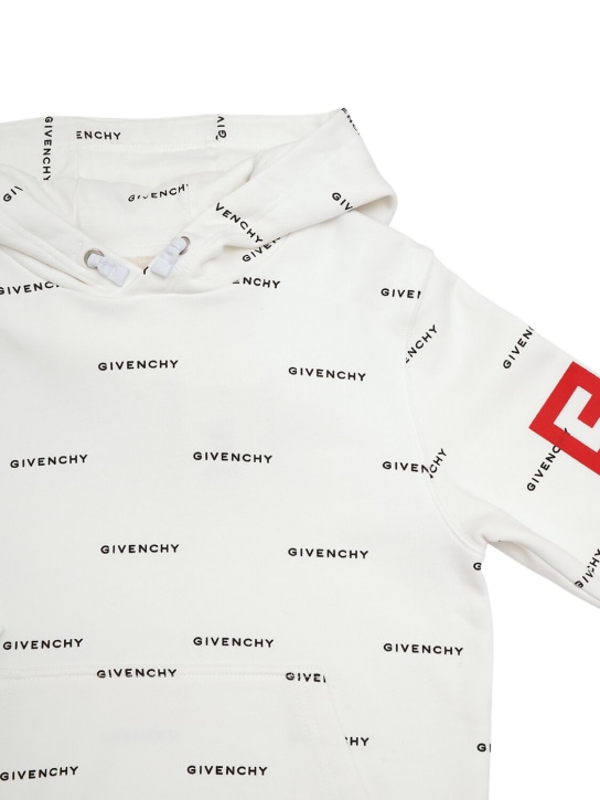 Givenchy: Logo cotton fleece hoodie - White - kids-boys_1 | Luisa Via Roma