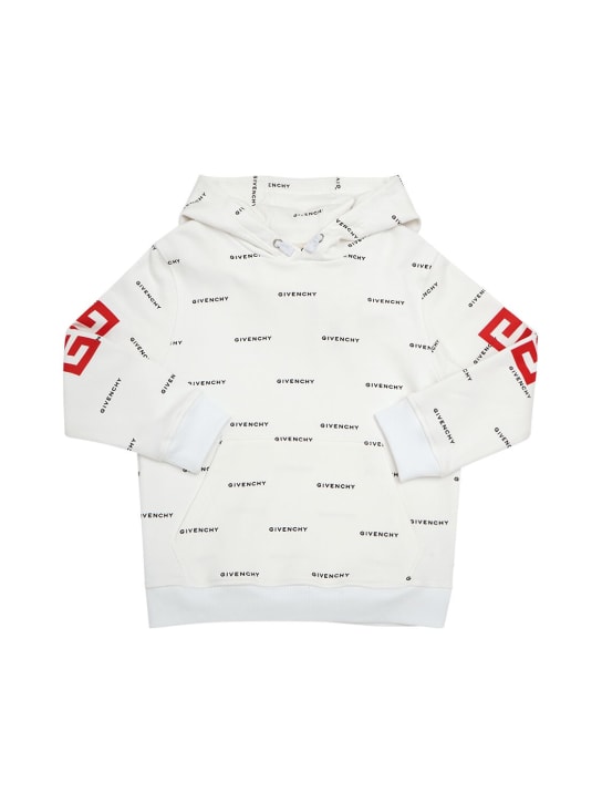 Givenchy: Hoodie aus Baumwollfleece mit Logo - Weiß - kids-boys_0 | Luisa Via Roma