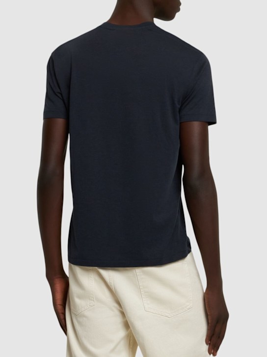 Tom Ford: Cotton blend crewneck t-shirt - Navy - men_2 | Luisa Via Roma