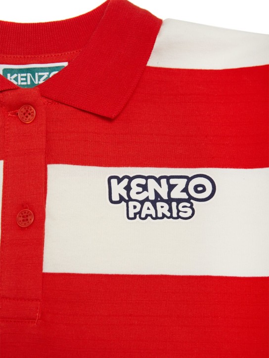 Kenzo Kids: Polohemd aus Baumwolljersey mit Logo-Stickerei - Rot/Weiß - kids-girls_1 | Luisa Via Roma