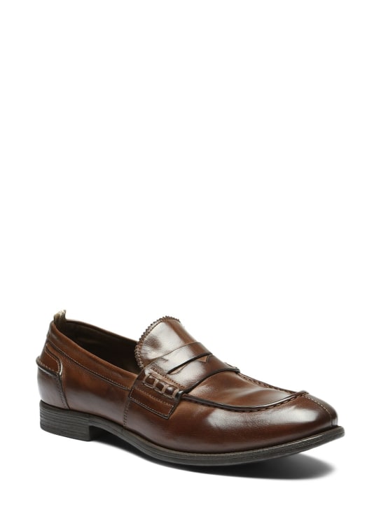 Officine Creative: Chronicle leather loafers - Cigar - men_1 | Luisa Via Roma
